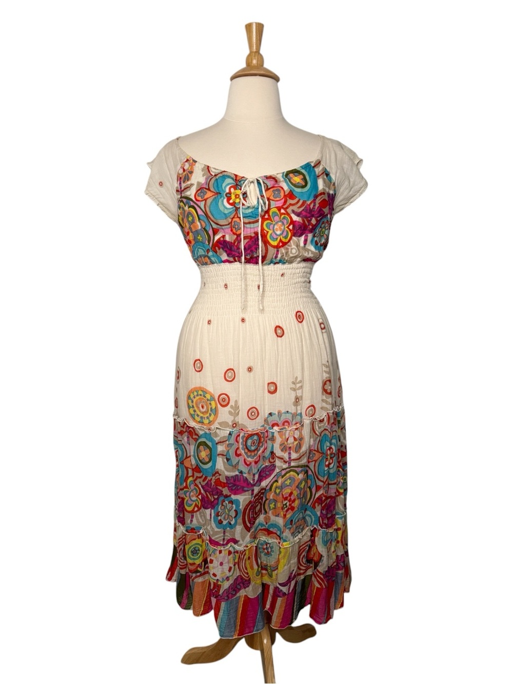 Nolita N.Y.C. Colorful Midi Cotton Summer Dress Size L